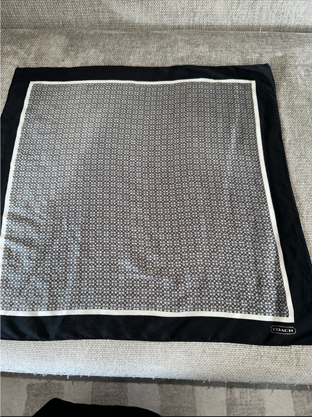 Coach Black and White Signature Pattern Scarf